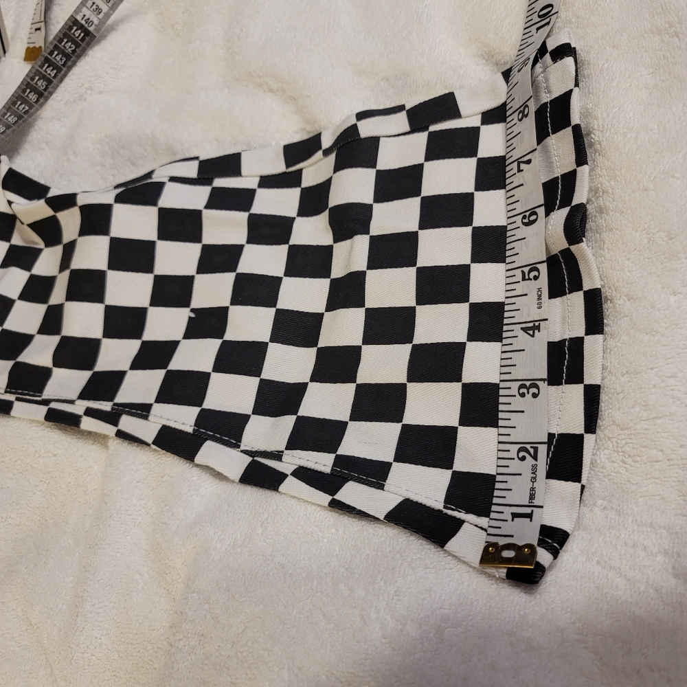 NwT. GIRLS stretch 70s bell bottom flare pants checkered size 10 - Picture 12 of 12